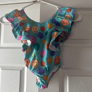 Posh Peanut Kids Swim Bikini - Blue with Multicolor Smiley Faces